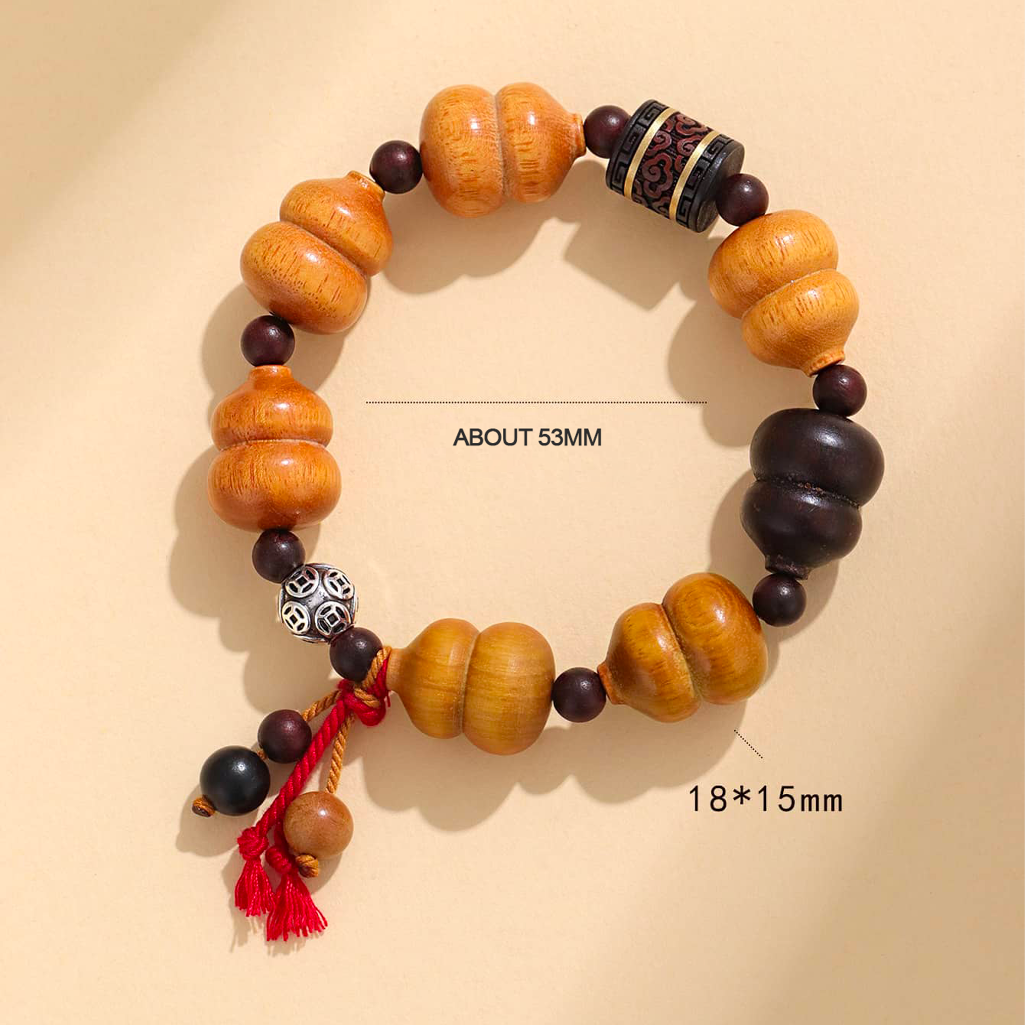 Calm Bracelet by 5 Senses featuring wooden beads, an emotional balance wrist accessory for mindfulness.