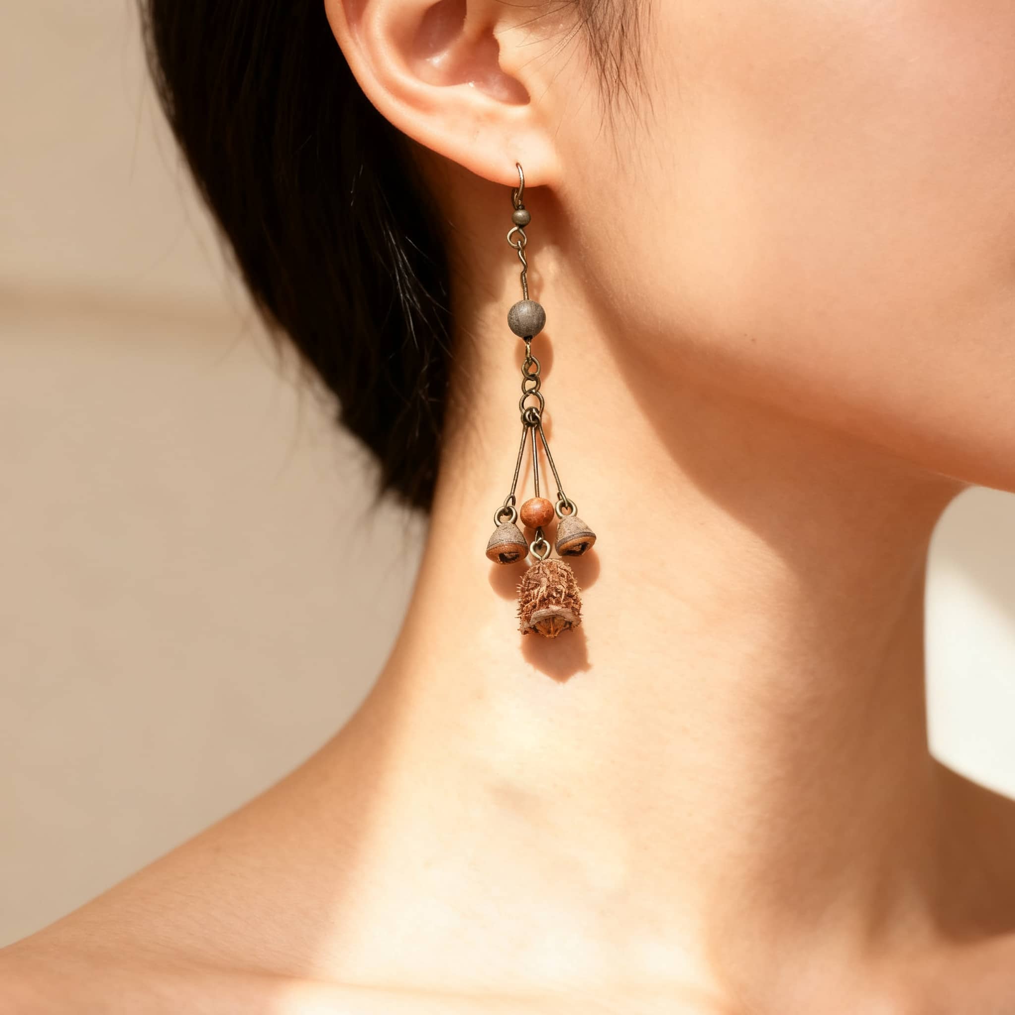 Angry fruit and berry tassel earrings with unique design and earthy tones for a stylish look