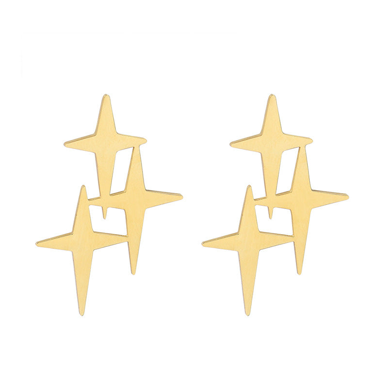 Pair of gold star stud earrings with a modern geometric design