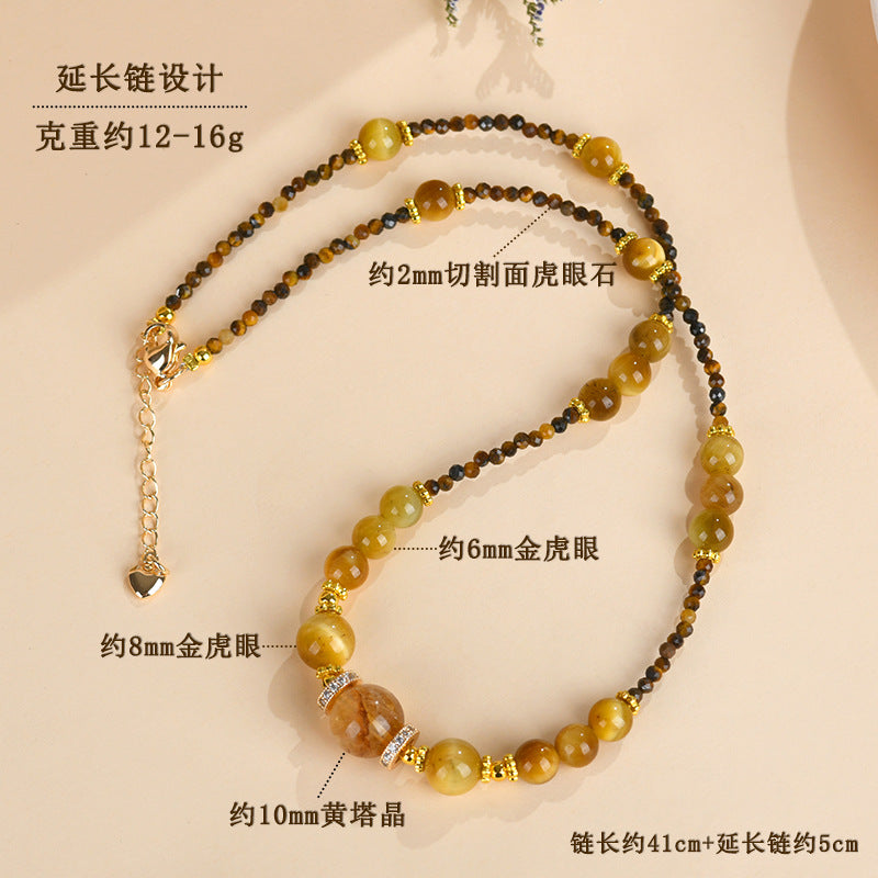 Golden tiger's eye anxiety necklace featuring mixed bead sizes for calming energy and style