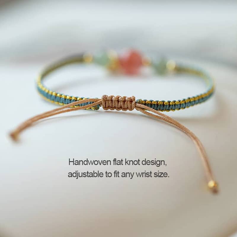 Handmade red chalcedony lotus bracelet with adjustable flat knot design for any wrist size