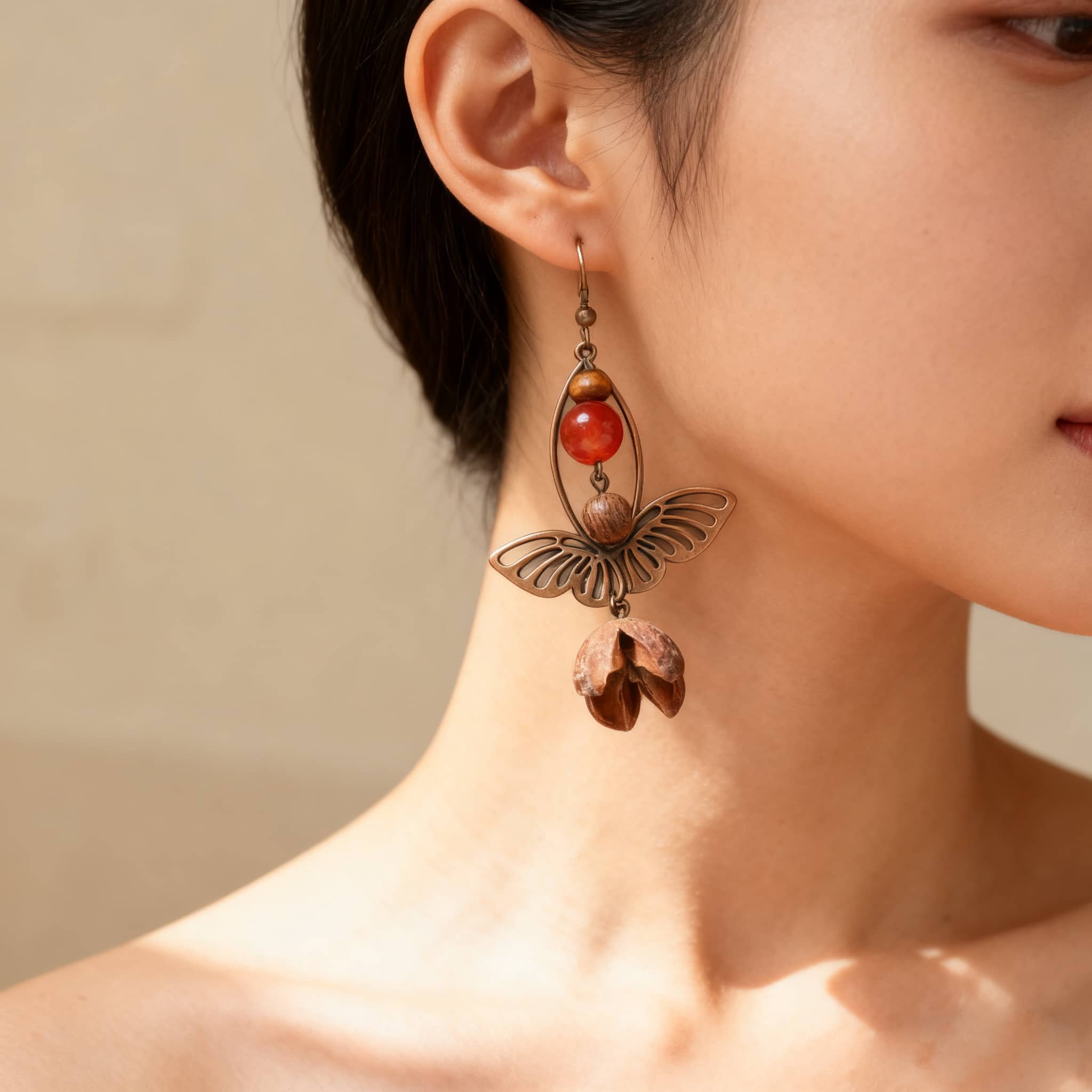 Vintage butterfly earrings featuring intricate design and colorful accents for a stylish look