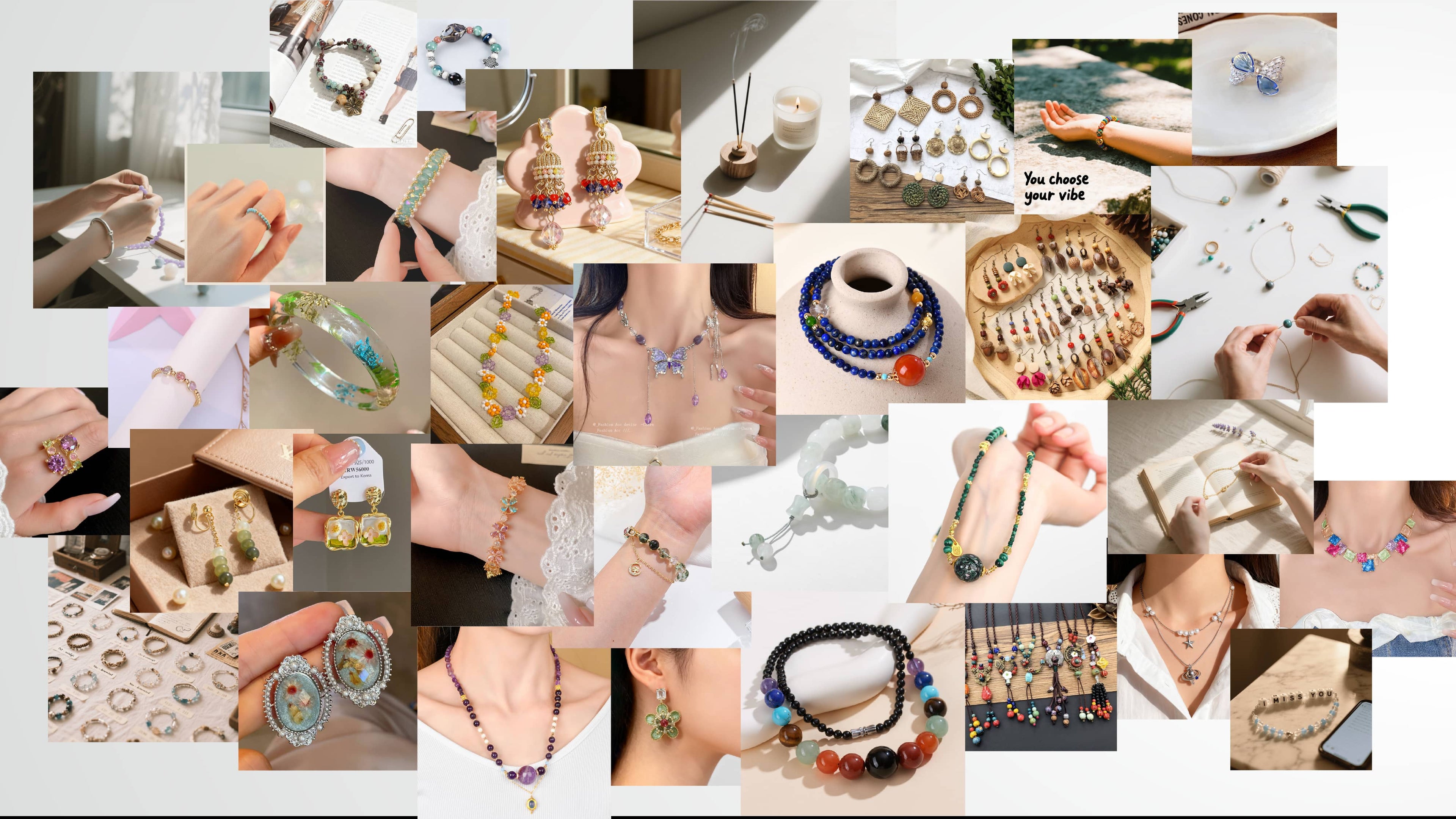 Collage of emotional jewelry designs showcasing various styles and colors representing what is emotional jewelry