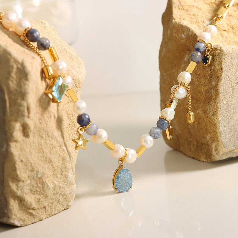 “Return to Yourself” – A Calm Necklace of Freshwater Pearls & Stone