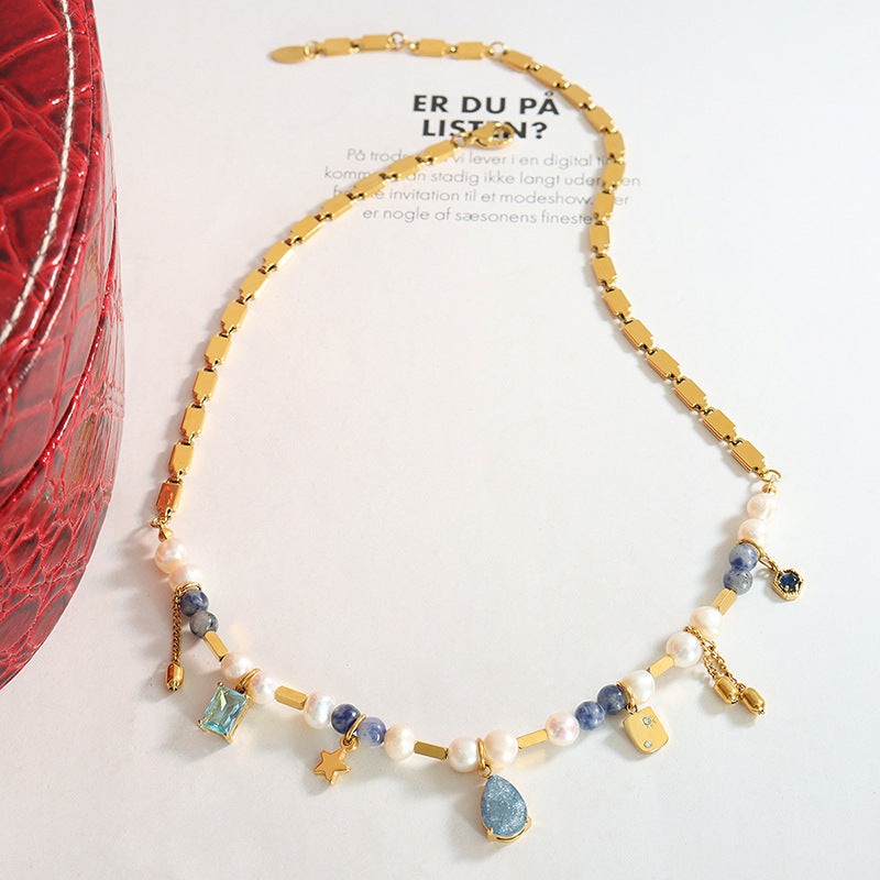 “Return to Yourself” – A Calm Necklace of Freshwater Pearls & Stone