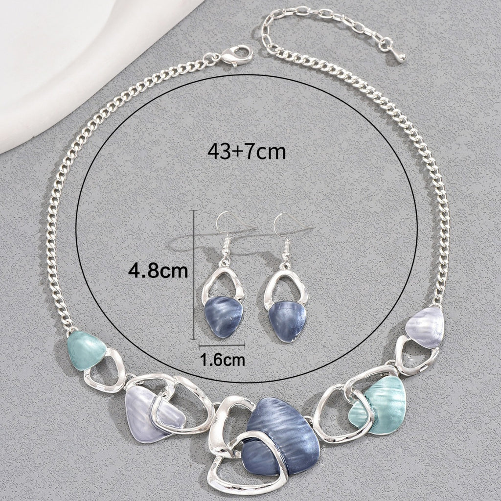 “Still Water Runs Deep” | Calm Irregular Enamel Necklace & Earrings Set