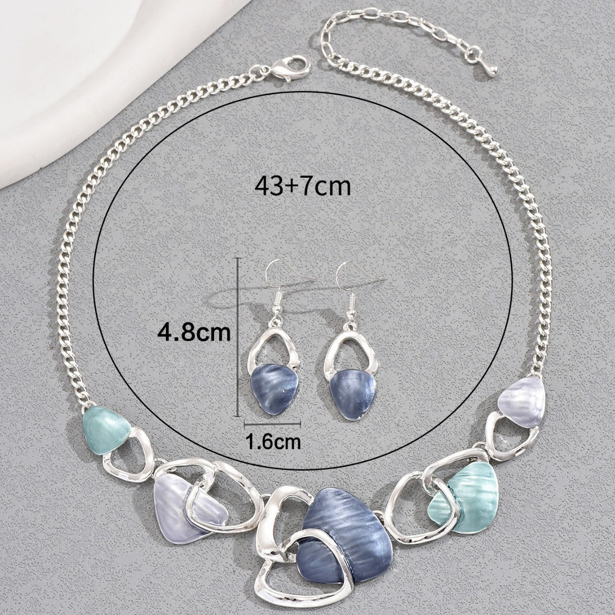 “Still Water Runs Deep” | Calm Irregular Enamel Necklace & Earrings Set