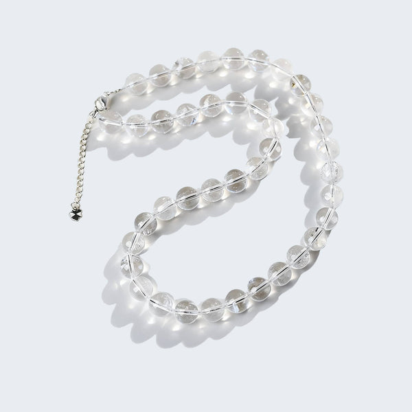 Anxiety soothing crystal necklace with clear beads designed to promote calmness and reduce stress
