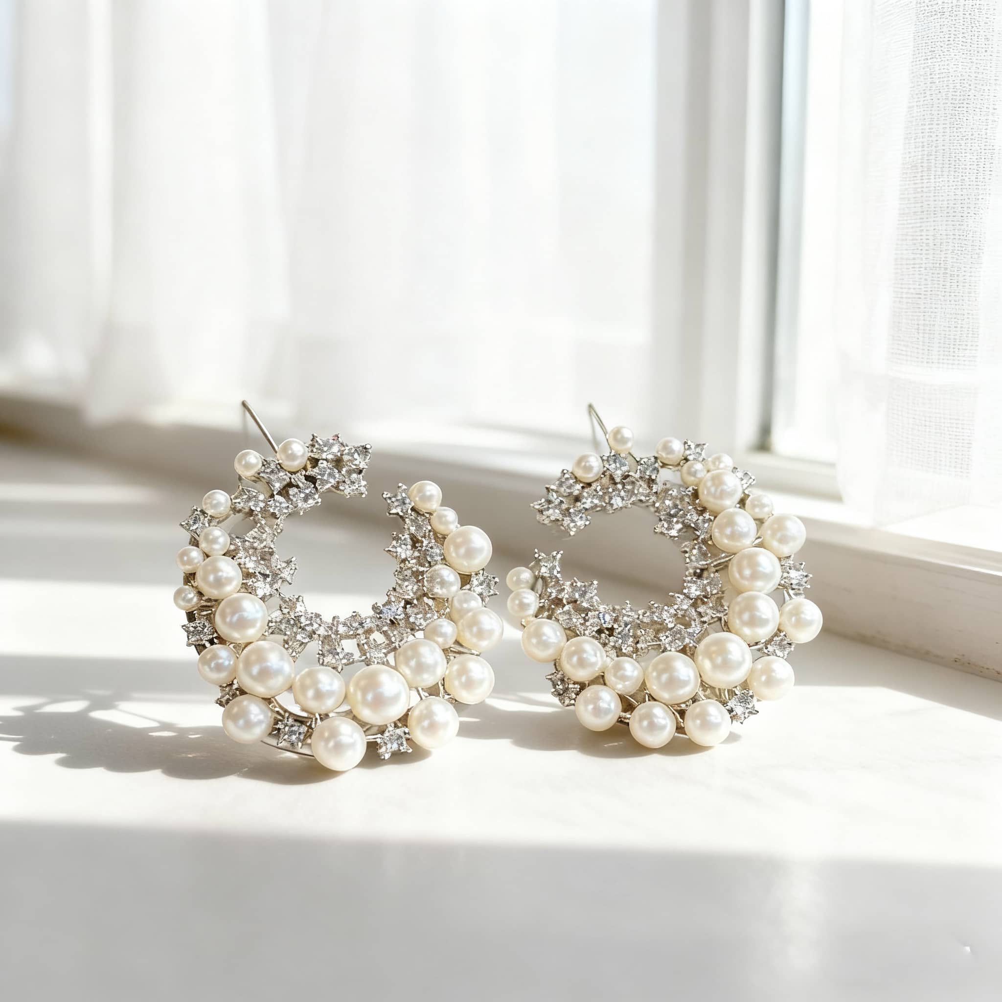 Elegant baroque pearl earrings with sparkling accents for a sophisticated look