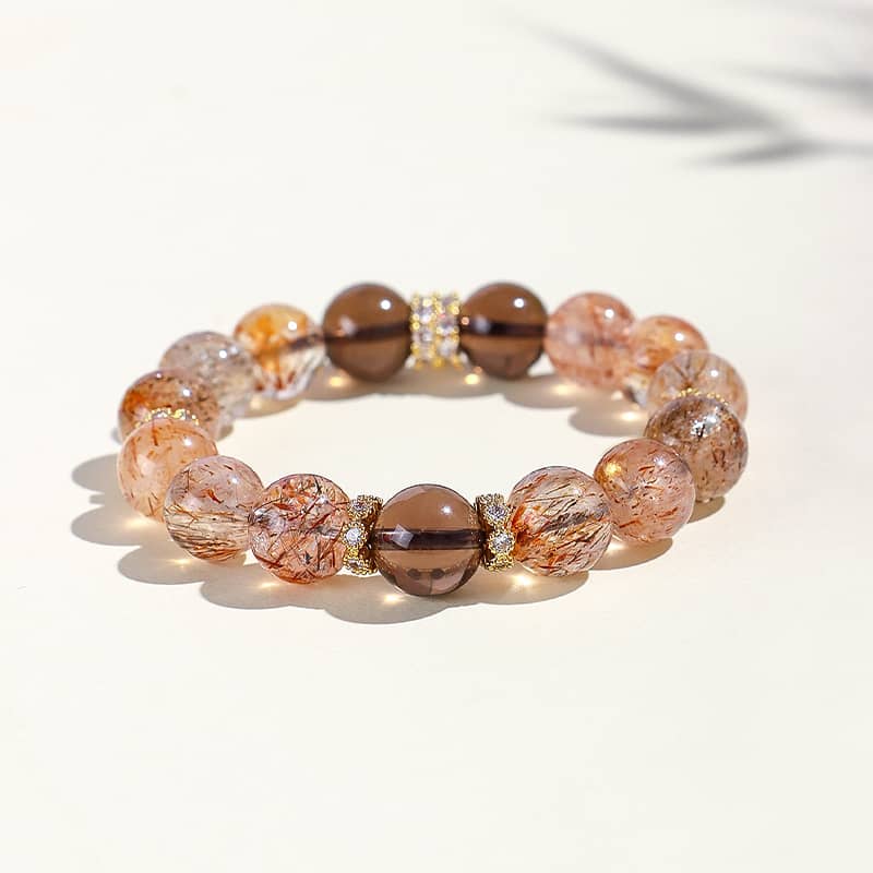 Anxious bracelet featuring black gold super seven crystal bracelet with unique beads for calming energy