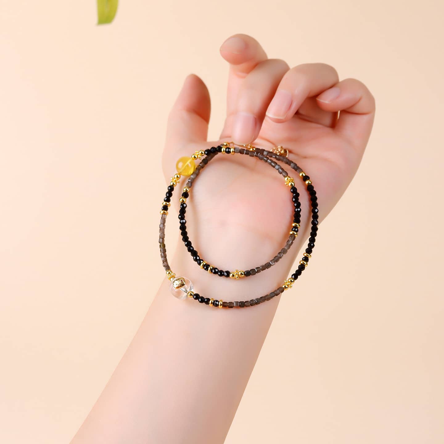 Black obsidian spinel anxiety choker necklace designed to provide comfort and style