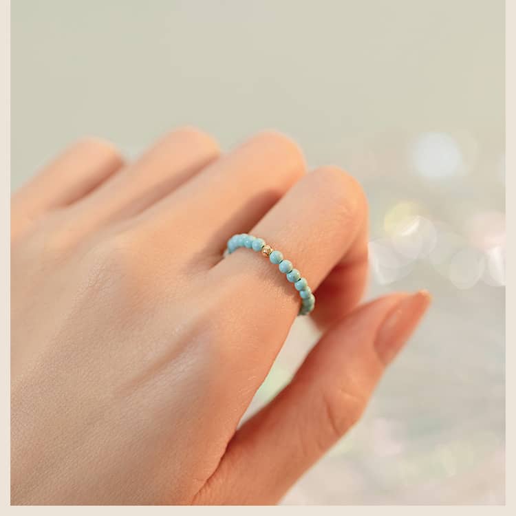 Anxious Ring by 5 Senses featuring calming turquoise jewelry for women on a hand