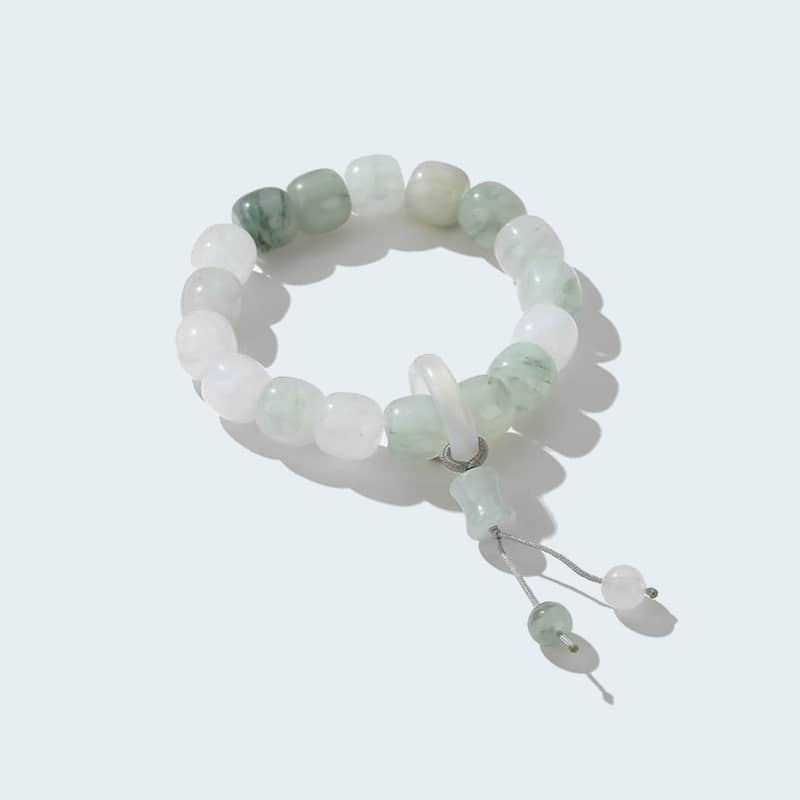 Celestial jade healing bracelet with gentle pastel beads for anxiety relief and emotional balance