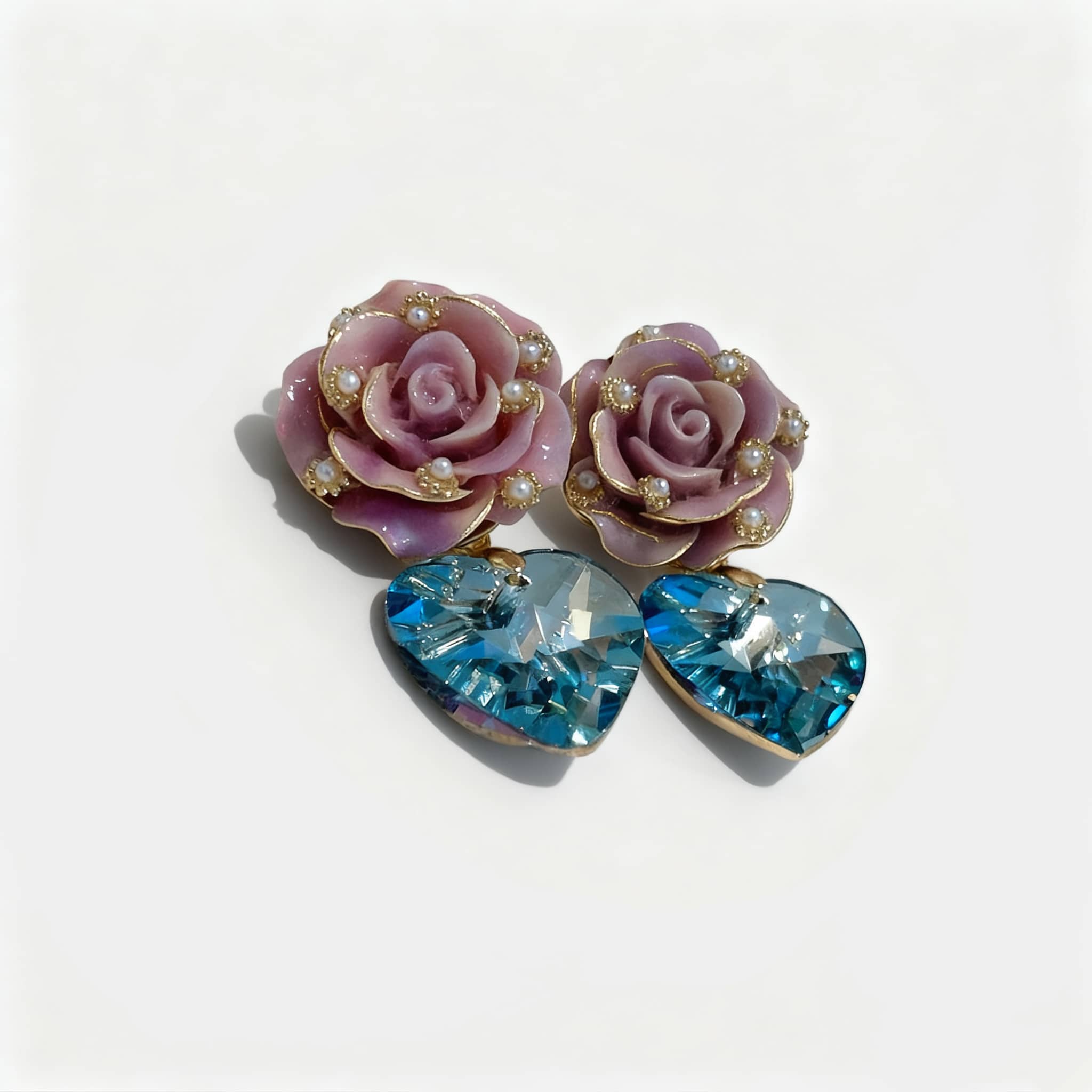 Unique ceramic rose zircon earrings in elegant design by 5 Senses for stylish accessorizing