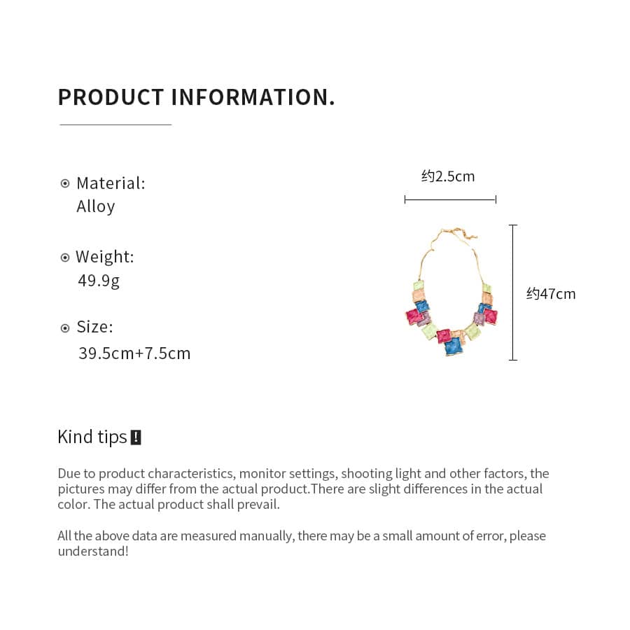 5 Senses color blocked asymmetrical necklace with alloy material and vibrant design for a trendy look