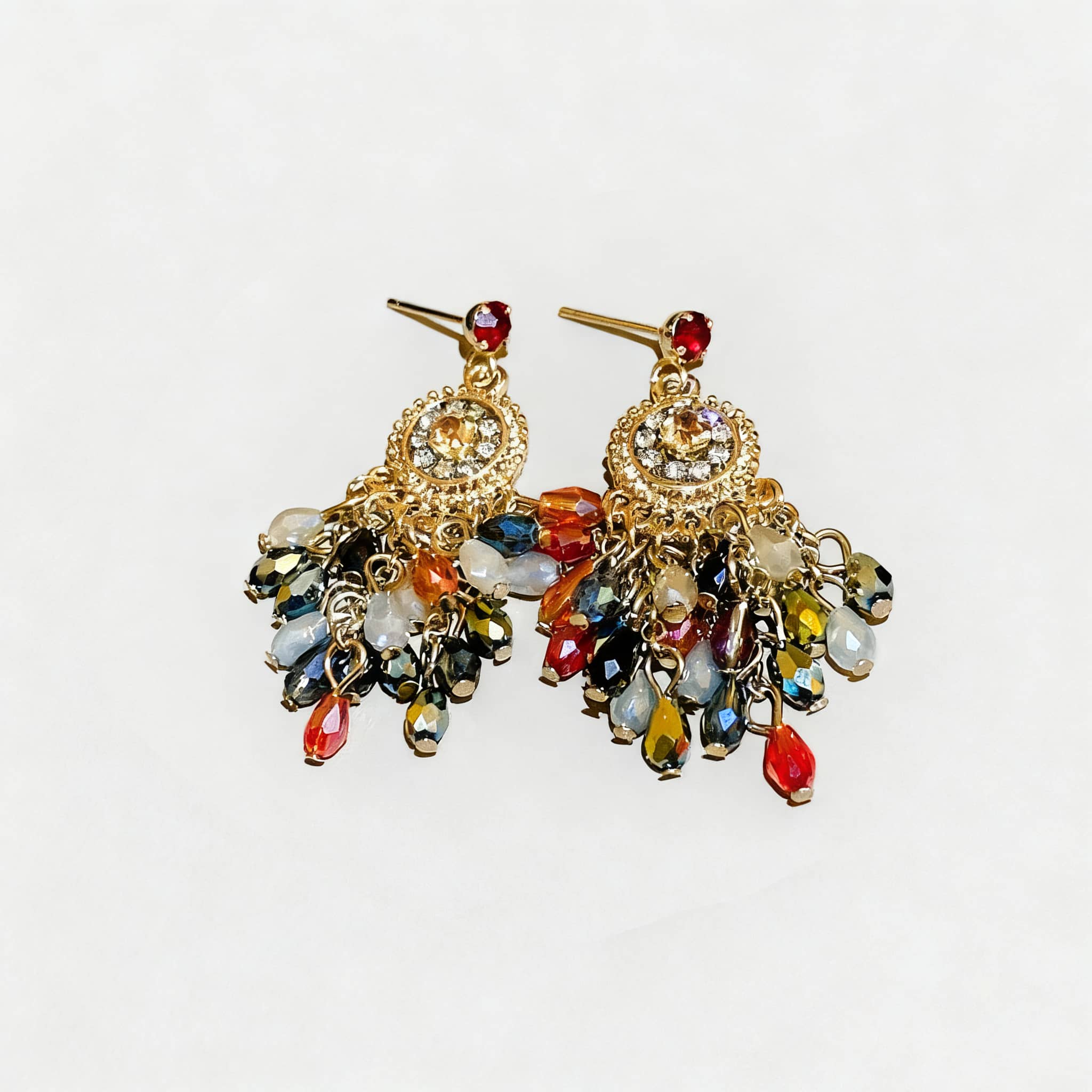 Elegant crystal fringe drop earrings with colorful gemstones for a stylish look