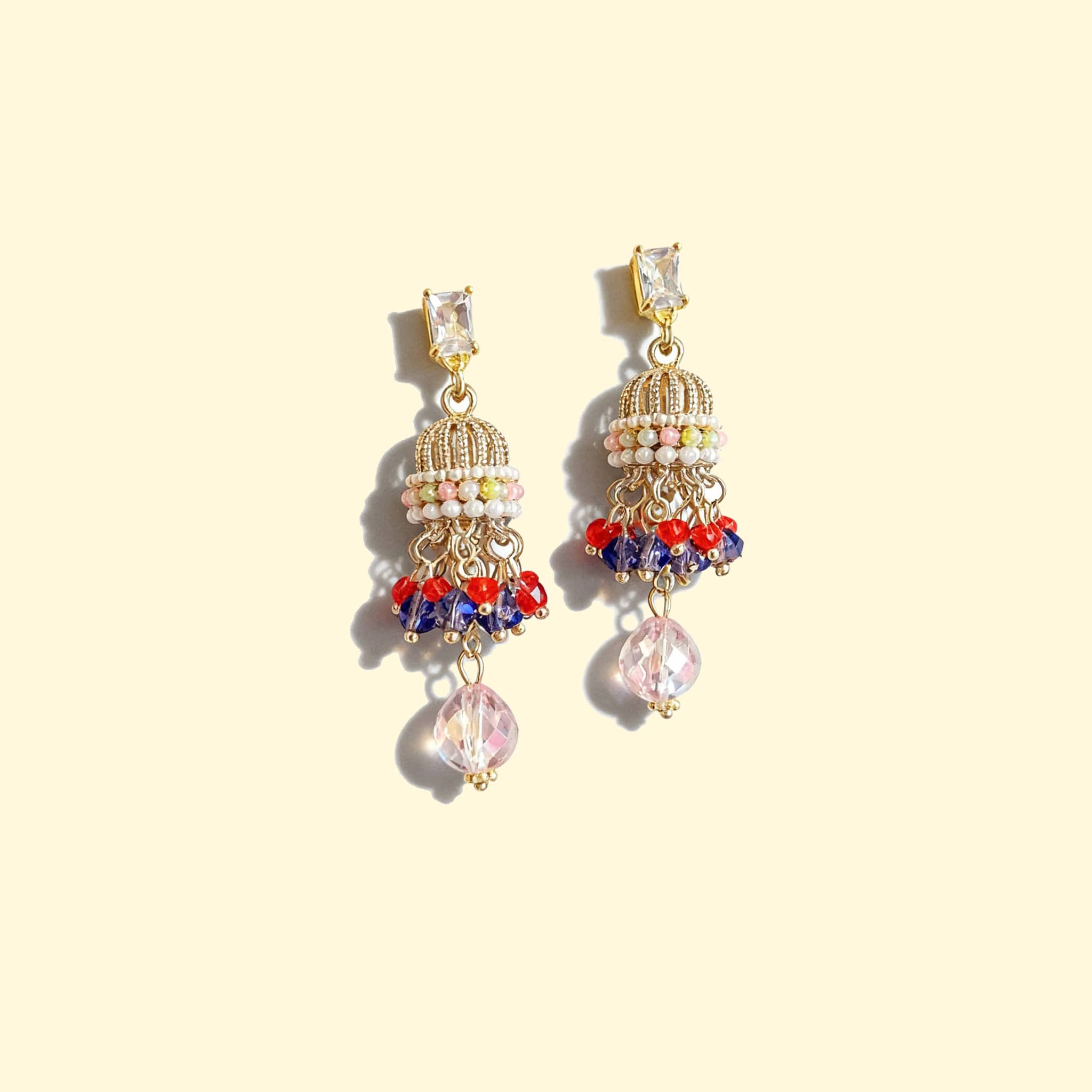 Beautiful crystal wind chime earrings with colorful beads and sparkling details for a stylish look