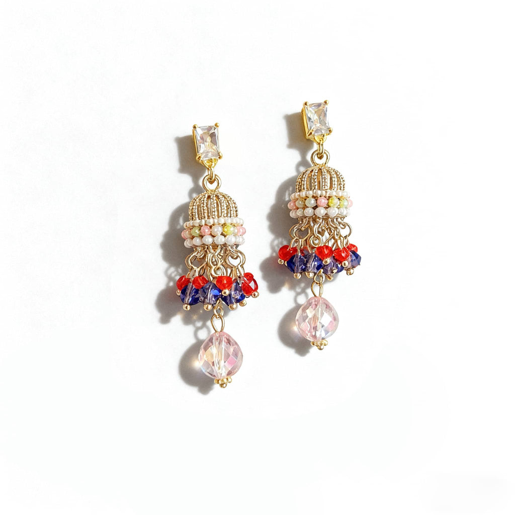 5 Senses crystal wind chime earrings with colorful beads and elegant design for a stylish look