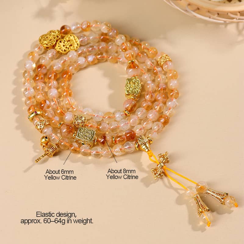 Anxious — Mindful Flow · Yellow Topaz 108-Bead Multi-Wrap Bracelet