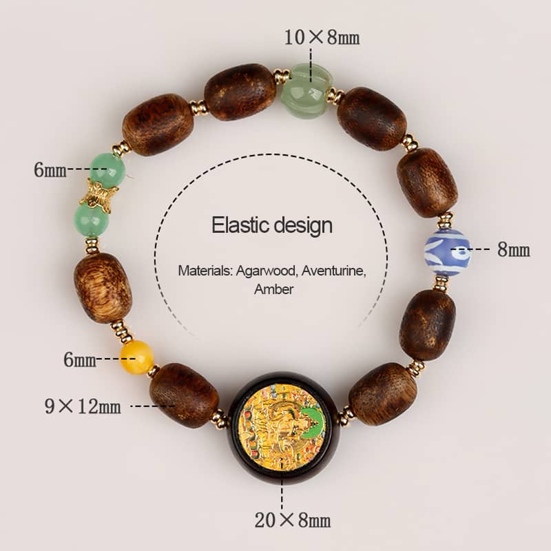 Calm — Serene Guardian · Agarwood & Green Tara Pendant Bracelet