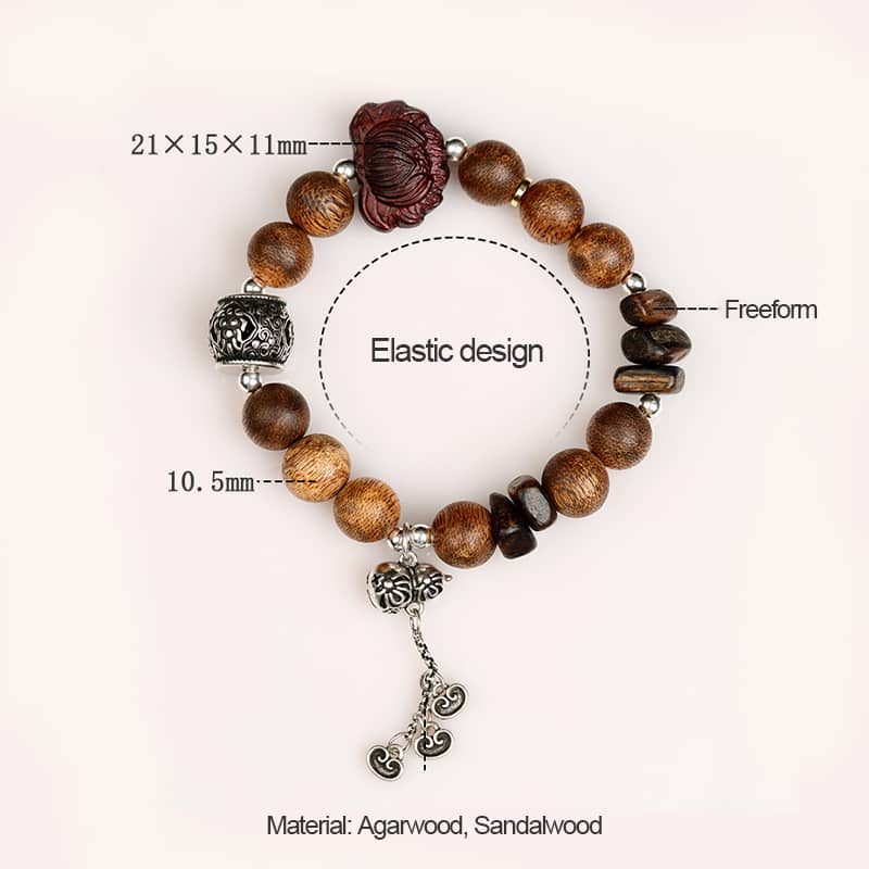 Calm — Lotus Whisper · Borneo Agarwood & Rosewood Bracelet
