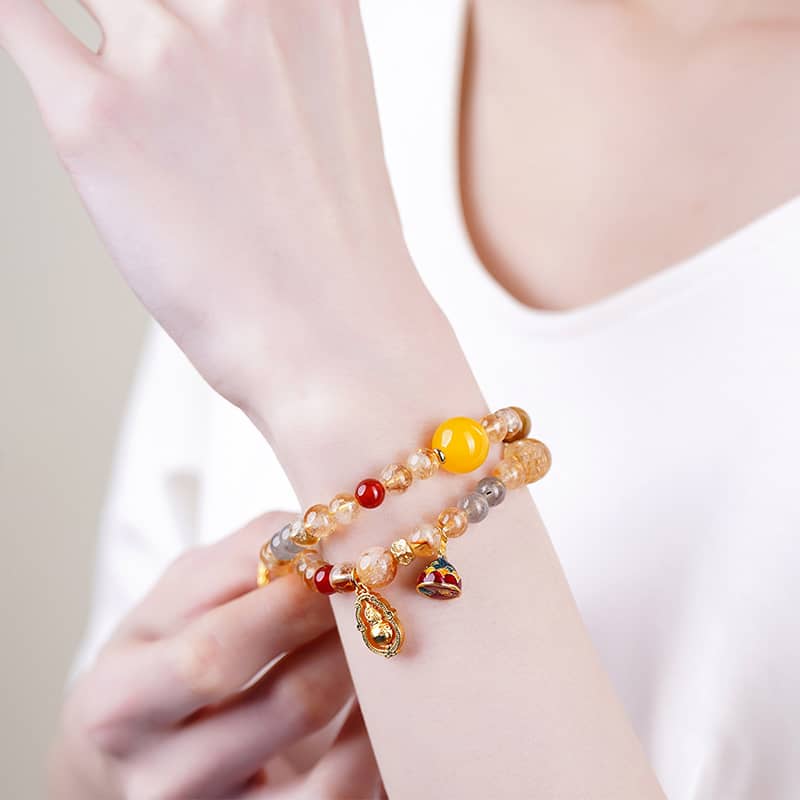 Anxious — Guardian Flow · Yellow Topaz Multi-Gem Double Wrap Bracelet