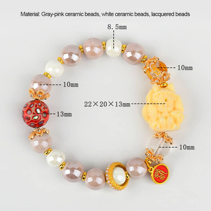 Anxious — Whispering Spirit · Ceramic & Lacquer Beads Nine-Tail Fox Bracelet