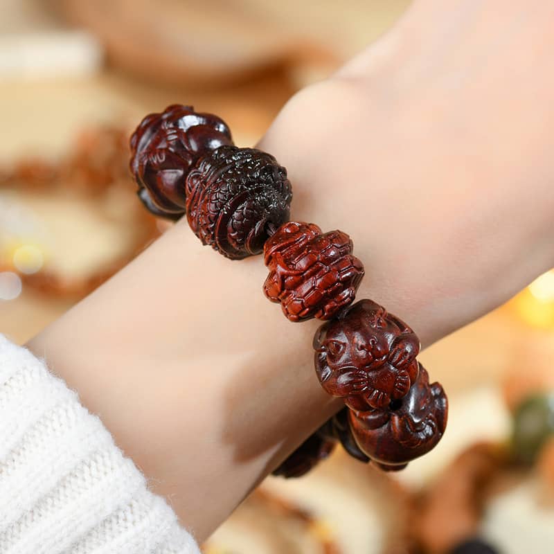 Calm — Zodiac Flow · Bloodwood Carved Zodiac Bracelet