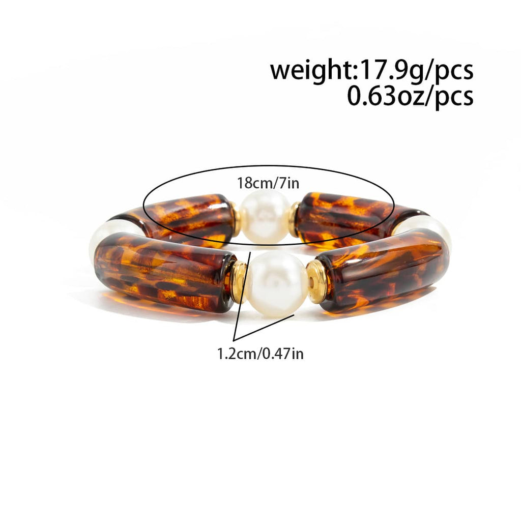 Angry — Softened Tension · Marbled Resin & Pearl Elastic Bracelet