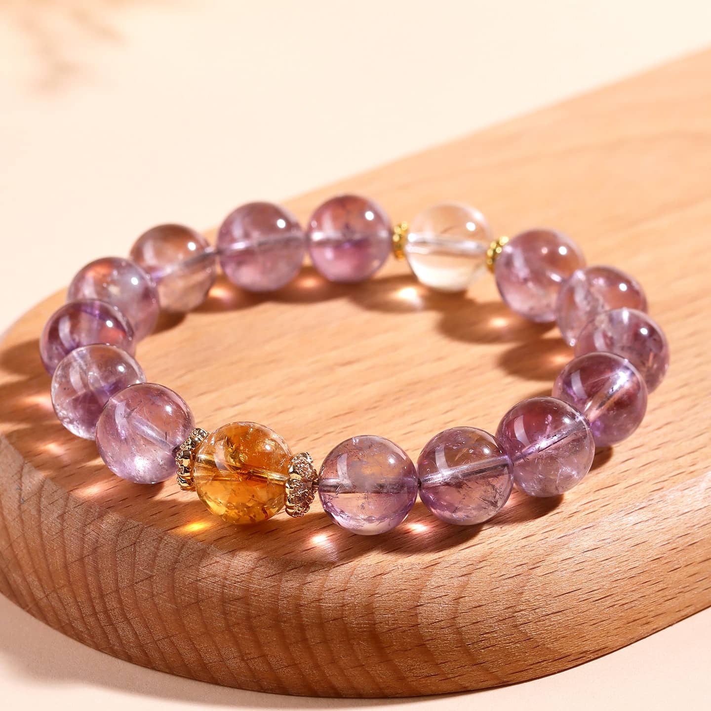 Anxious — Gentle Clarity · Amethyst, Yellow Topaz & Clear Quartz Bracelet