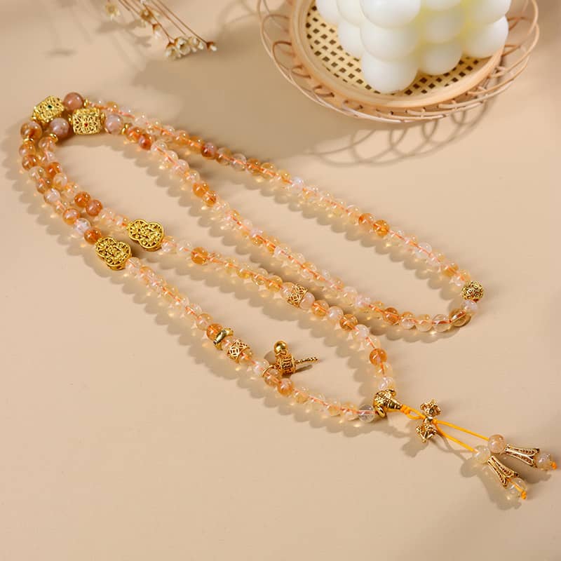 Anxious — Mindful Flow · Yellow Topaz 108-Bead Multi-Wrap Bracelet