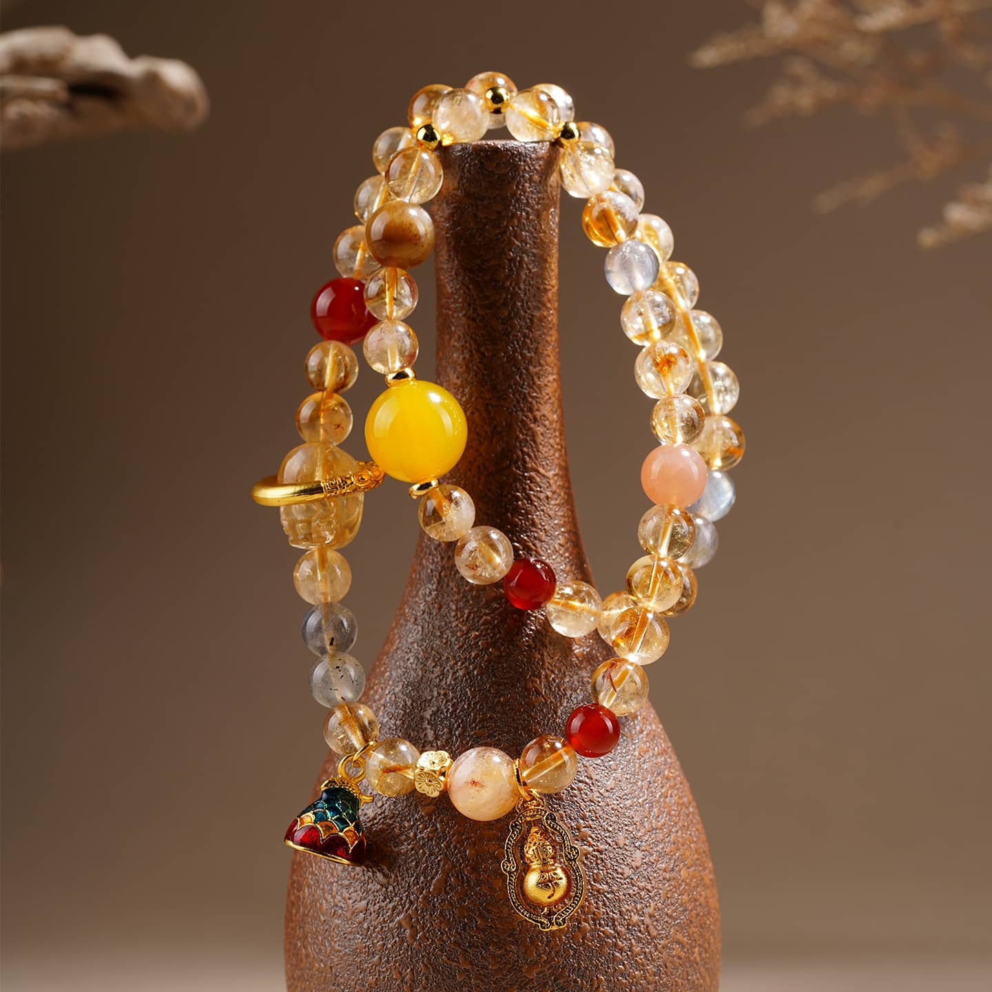 Anxious — Guardian Flow · Yellow Topaz Multi-Gem Double Wrap Bracelet