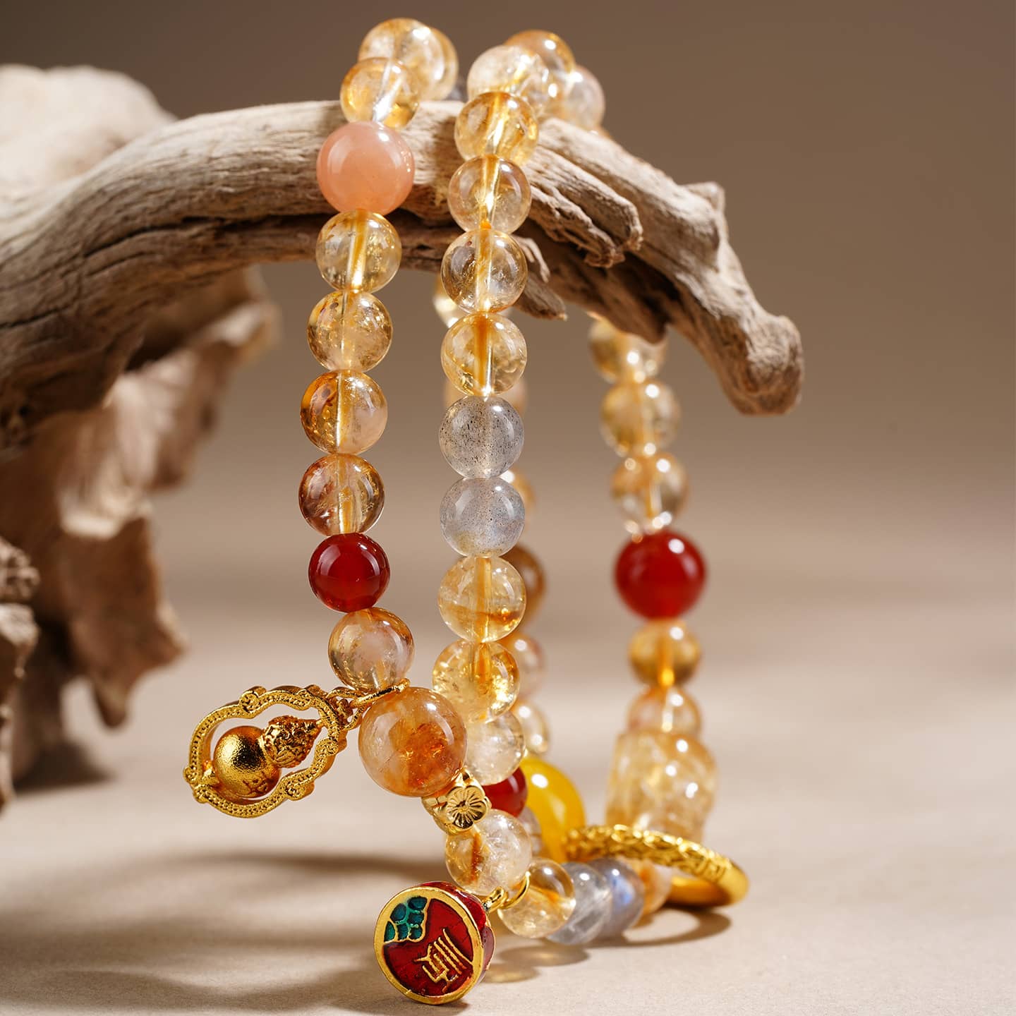 Anxious — Guardian Flow · Yellow Topaz Multi-Gem Double Wrap Bracelet