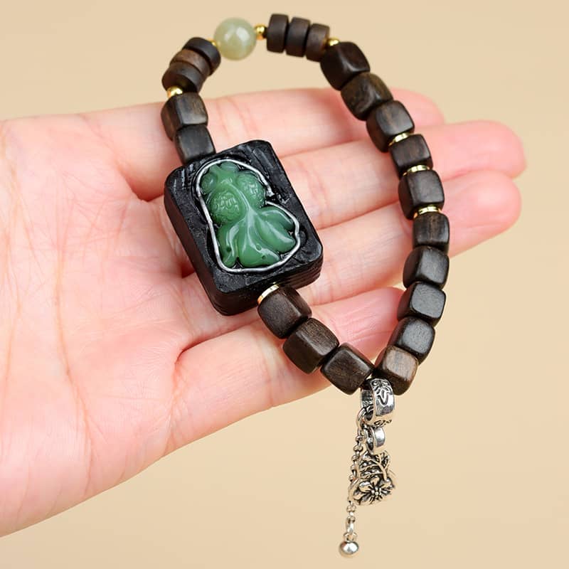 Calm — Flowing Luck · Sandalwood, Jade & Koi Bracelet