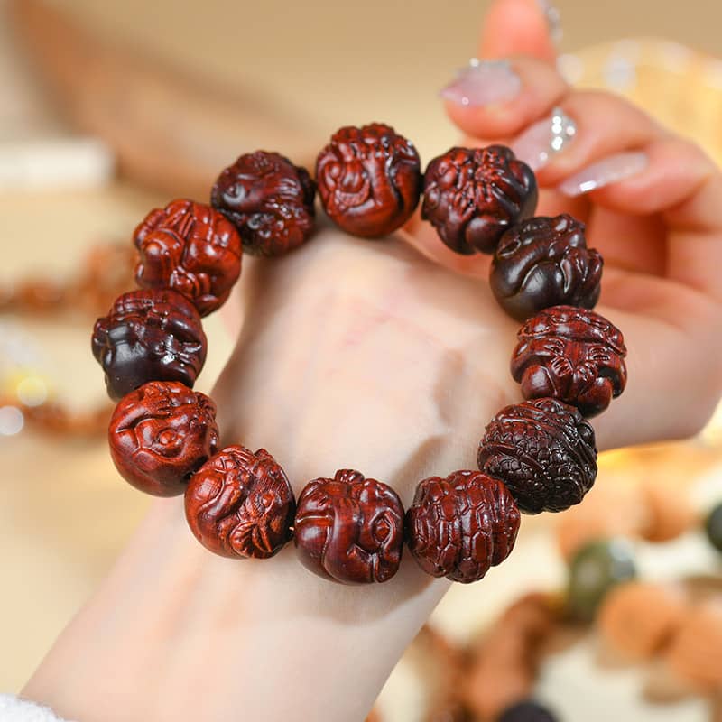 Calm — Zodiac Flow · Bloodwood Carved Zodiac Bracelet