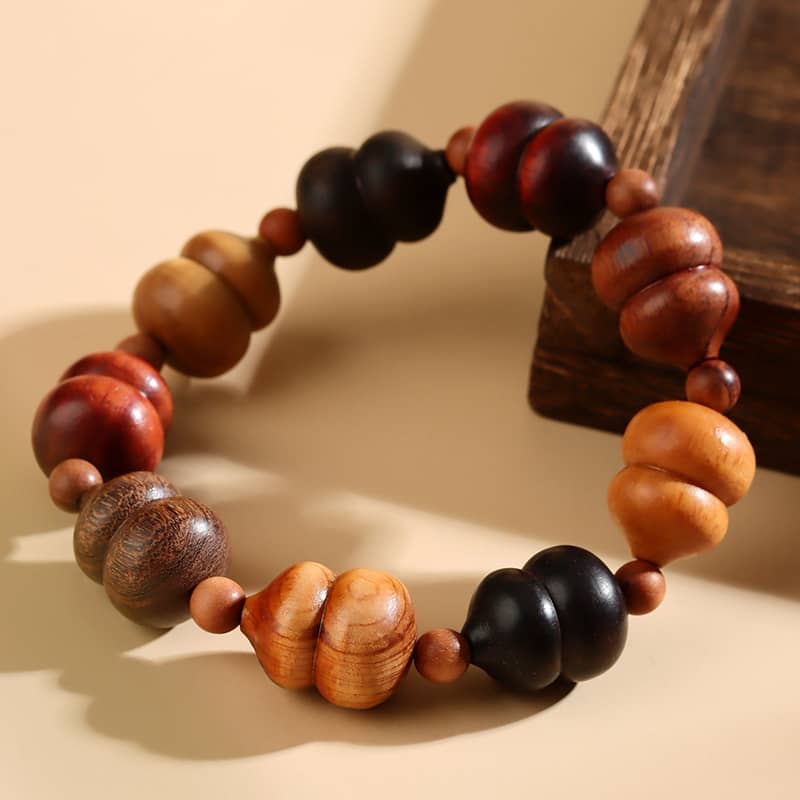 Calm — Serene Harvest · Sandalwood & Multi-Gem Gourd Bracelet
