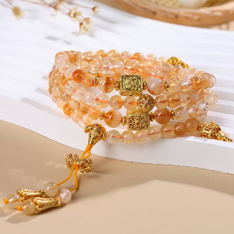 Anxious — Mindful Flow · Yellow Topaz 108-Bead Multi-Wrap Bracelet