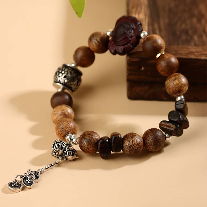 Calm — Lotus Whisper · Borneo Agarwood & Rosewood Bracelet