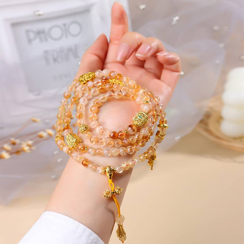 Anxious — Mindful Flow · Yellow Topaz 108-Bead Multi-Wrap Bracelet