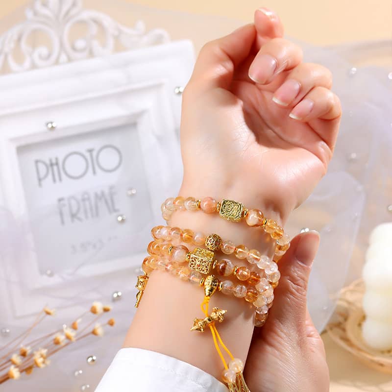 Anxious — Mindful Flow · Yellow Topaz 108-Bead Multi-Wrap Bracelet