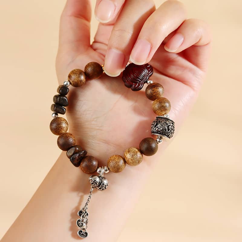 Calm — Lotus Whisper · Borneo Agarwood & Rosewood Bracelet
