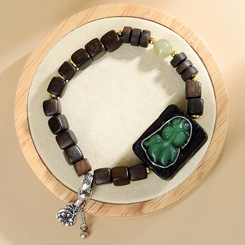 Calm — Flowing Luck · Sandalwood, Jade & Koi Bracelet