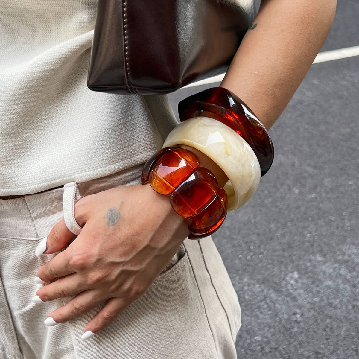 Angry — Burnt Earth Flow · Marbled Resin Oval Bangle