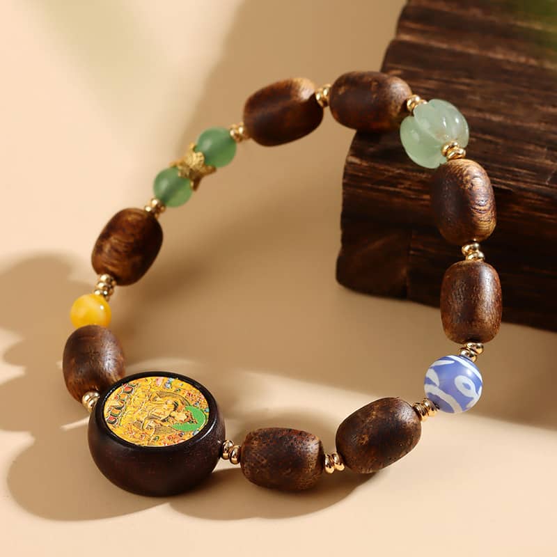 Calm — Serene Guardian · Agarwood & Green Tara Pendant Bracelet