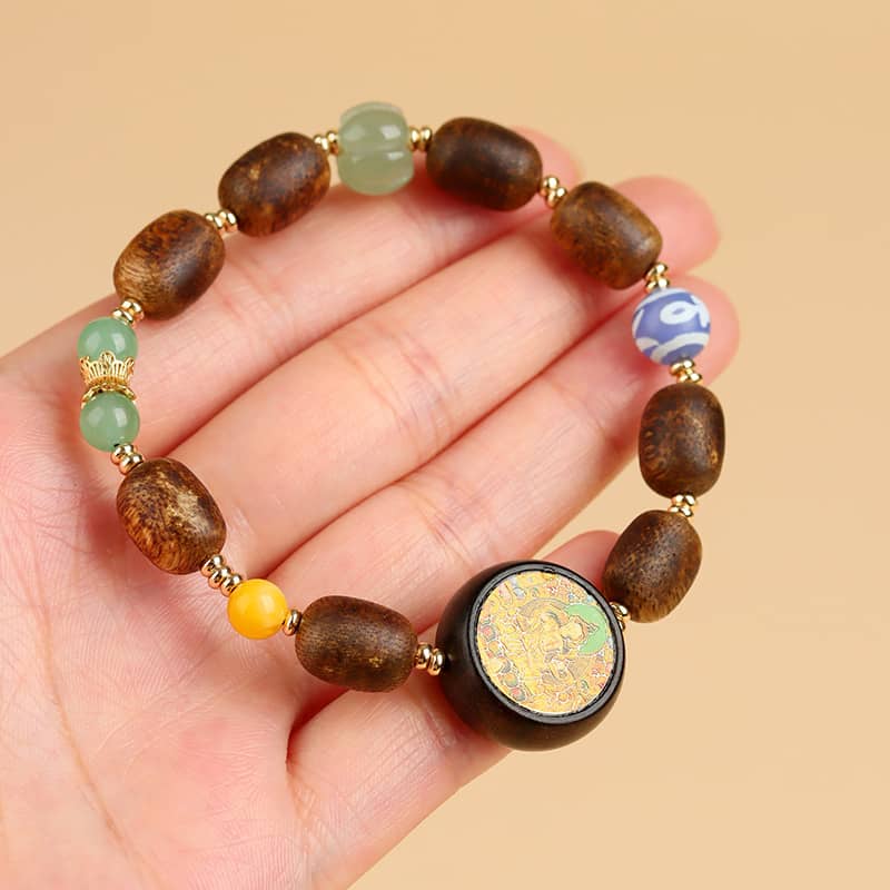 Calm — Serene Guardian · Agarwood & Green Tara Pendant Bracelet