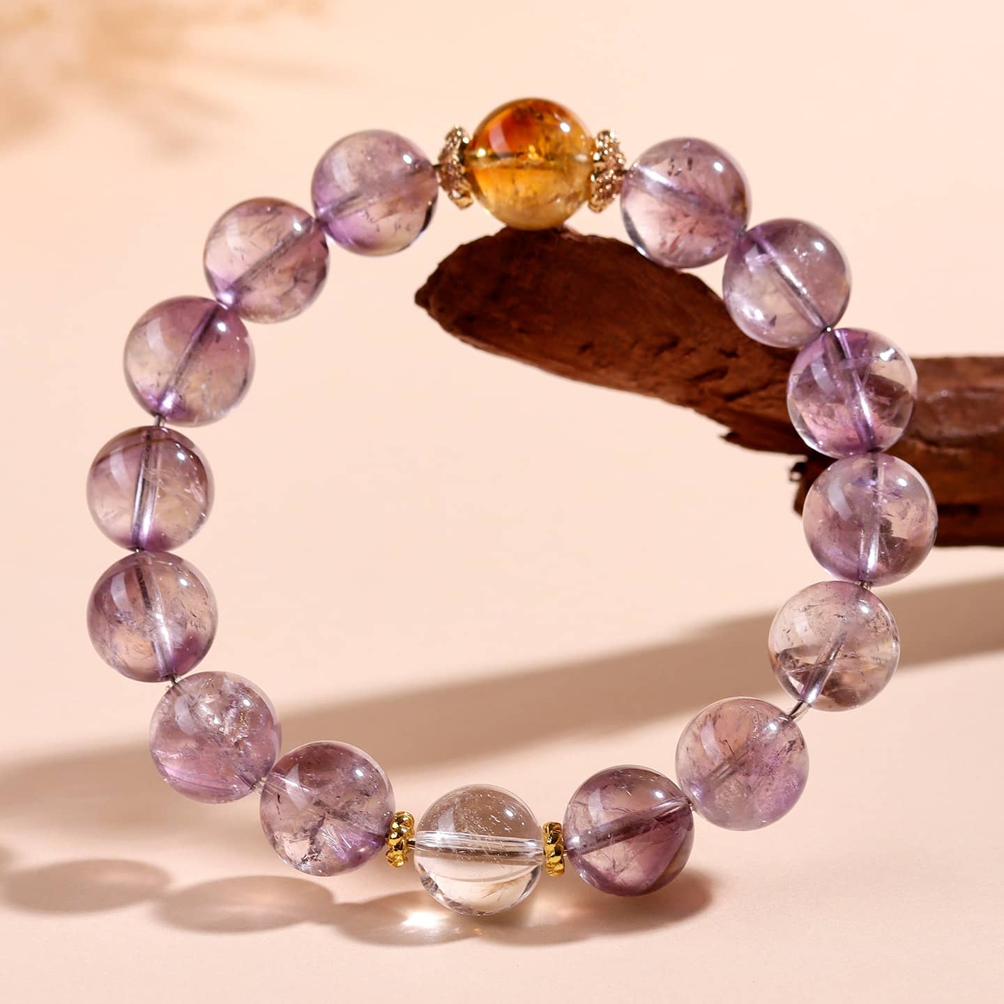 Anxious — Gentle Clarity · Amethyst, Yellow Topaz & Clear Quartz Bracelet