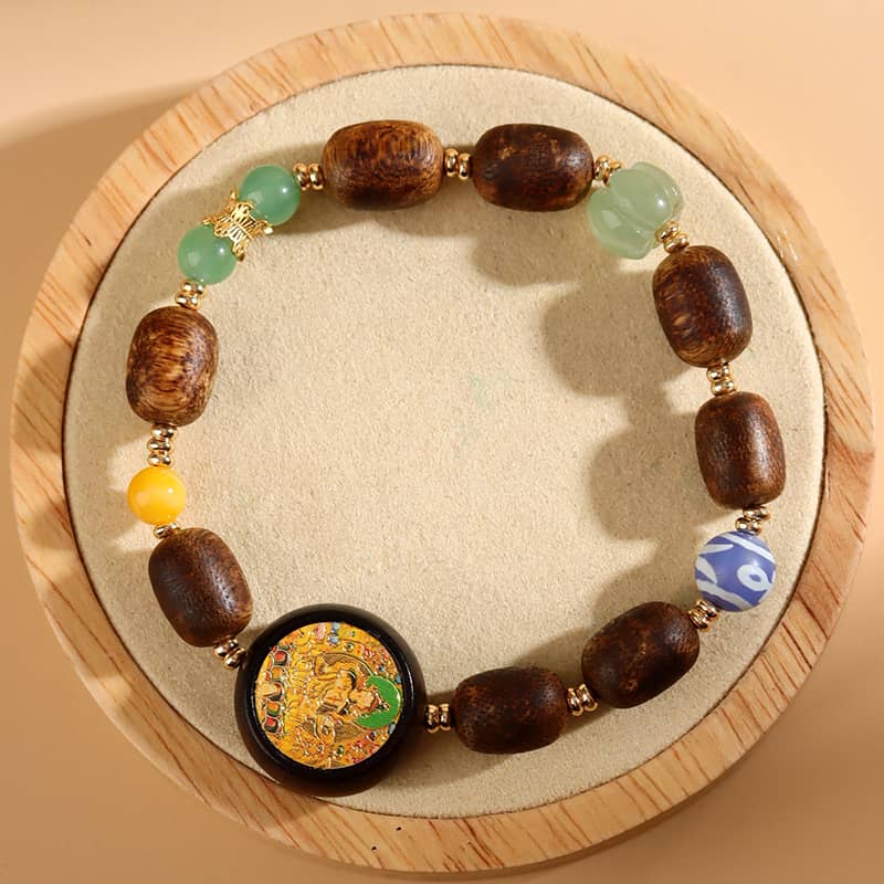 Calm — Serene Guardian · Agarwood & Green Tara Pendant Bracelet