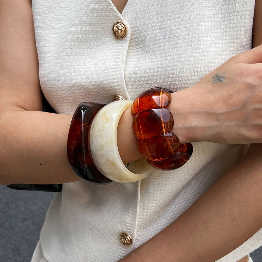 Angry — Burnt Earth Flow · Marbled Resin Oval Bangle