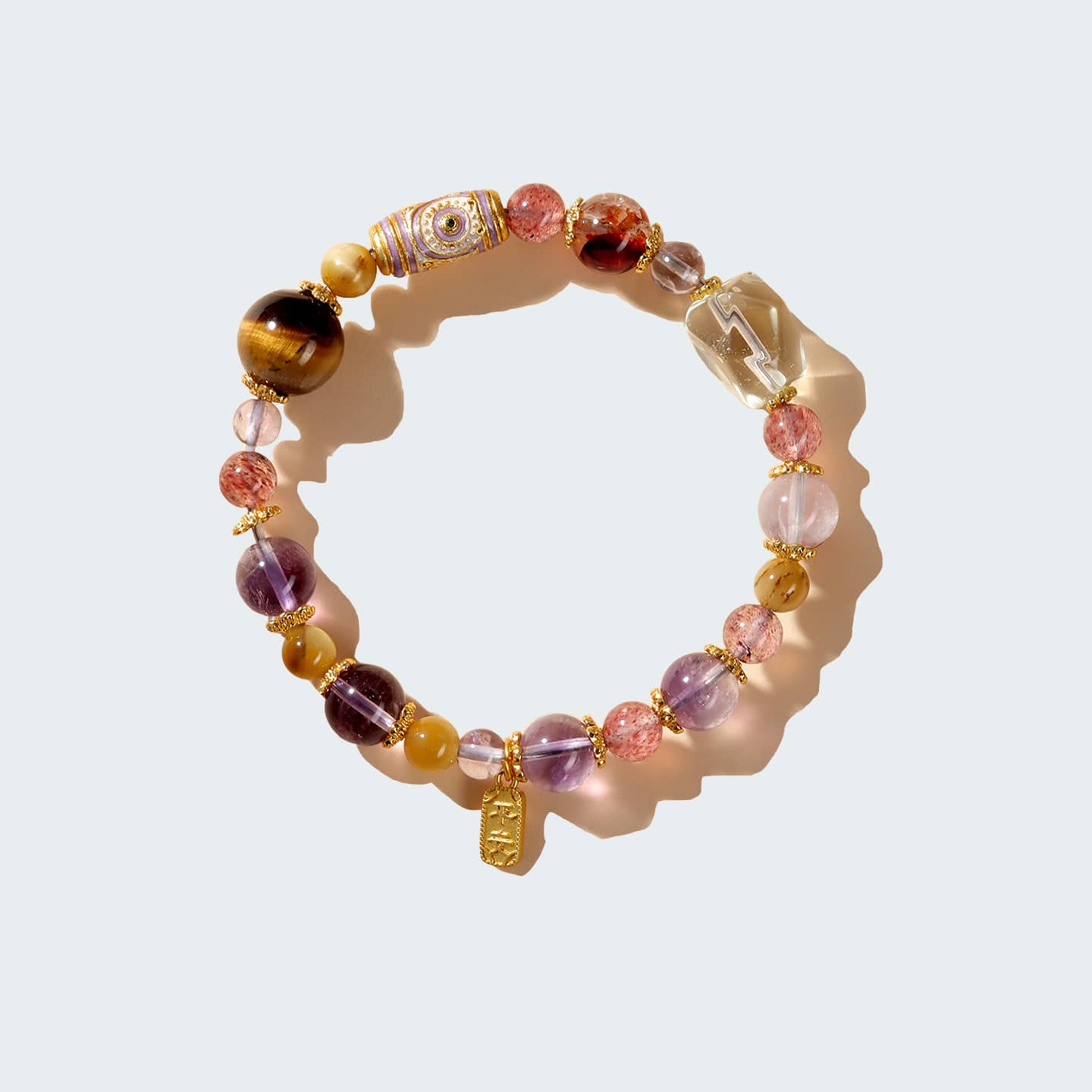 Anxious — Fiery Harmony · Nine-Purple Crystal Multi-Gem Bracelet