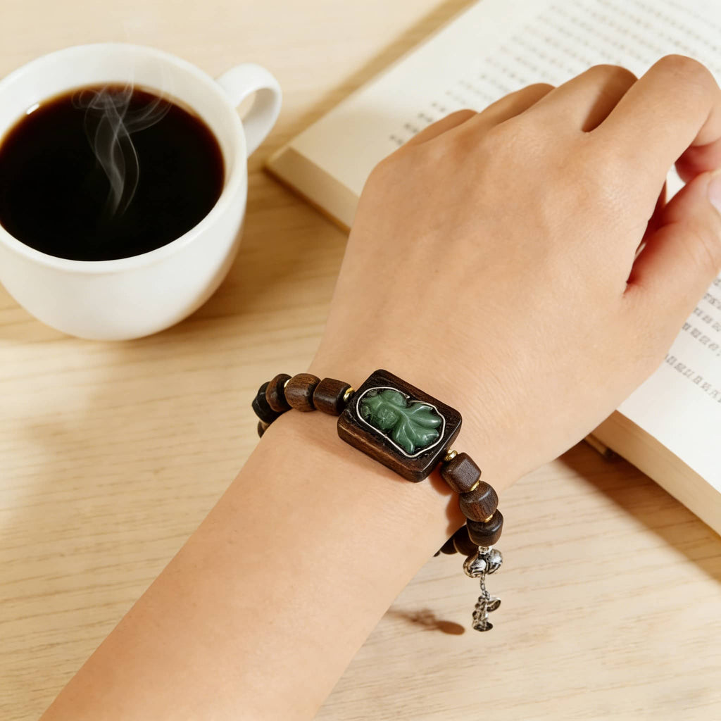 Calm — Flowing Luck · Sandalwood, Jade & Koi Bracelet